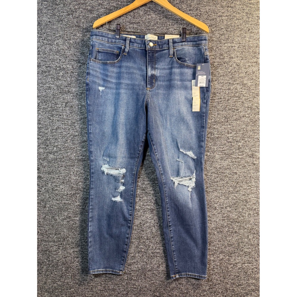 Universal Thread High Rise Skinny Distressed Jeans Blue Medium Wash 16 Short NWT
